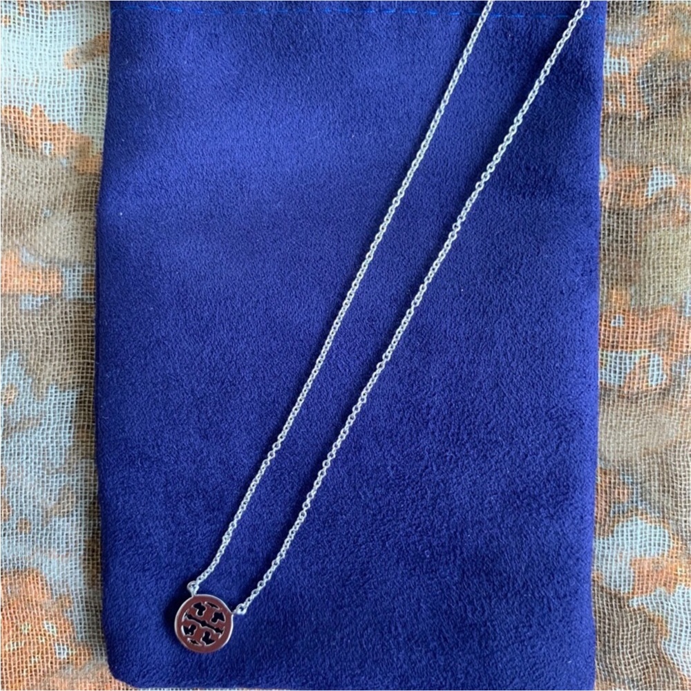 Tory Burch Crystal Logo Circle Necklace - Picture 7 of 7